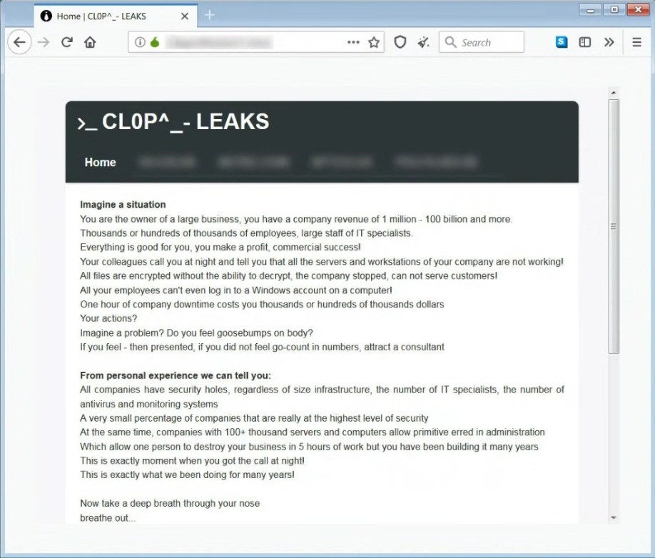 Site de vazamentos Cl0p