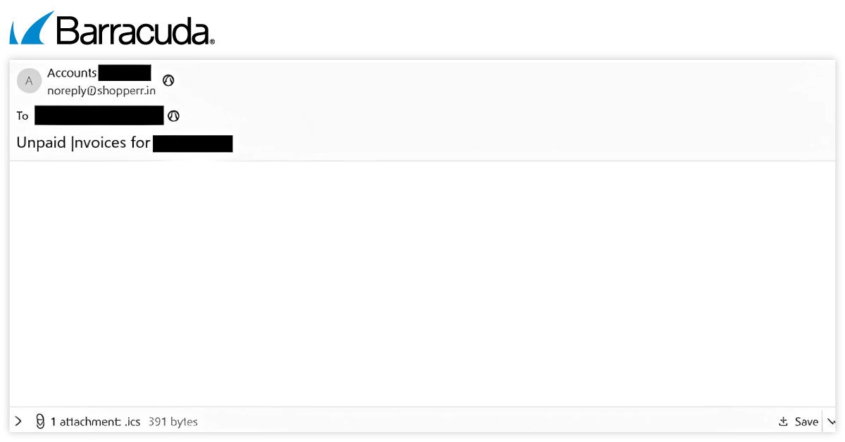 Exemplo de convite de calendário malicioso