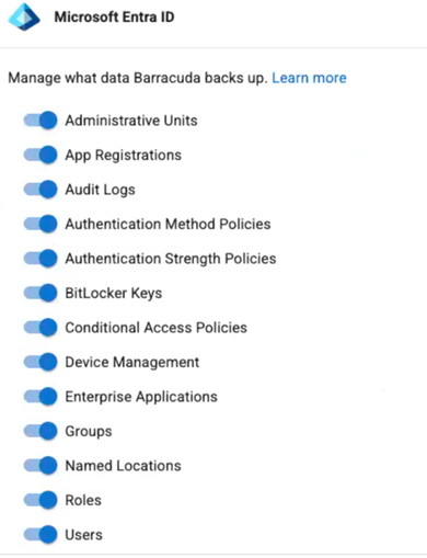 Barracuda Entra ID Backup Premium – Configuração de backup