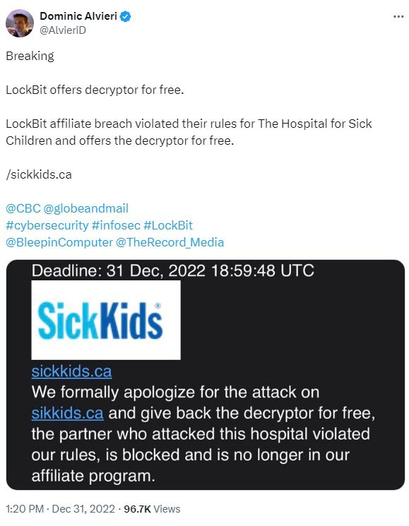 Pedido de desculpas do LockBit