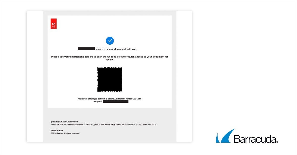 Exemplo de Adobe imitado em ataque de código QR