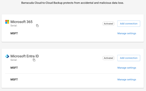 Barracuda Entra ID Backup Premium – Ligar o inquilino