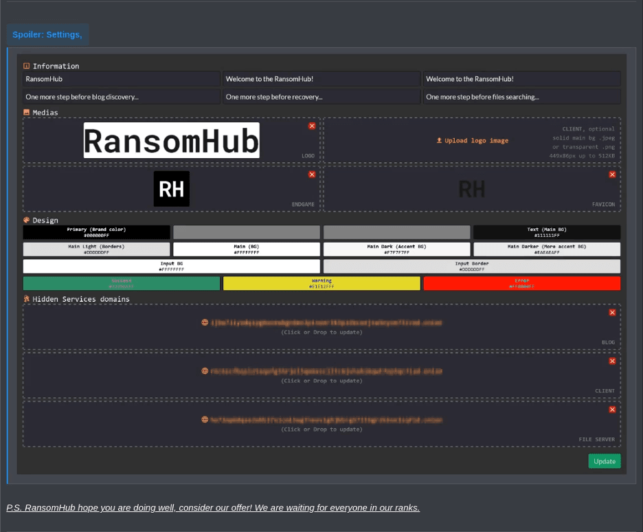Portal DragonForce feito para o RansomHub, via Guidepoint Security